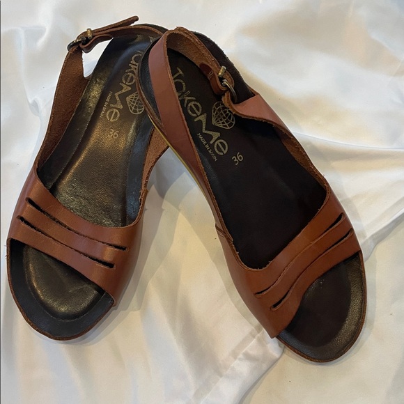 Made in SPAIN TAKEME Women's Brown Open-Toe Sandals high quality footwear - Picture 2 of 12